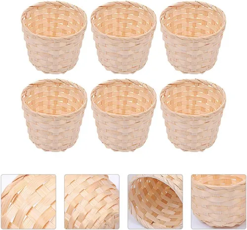 Vista 9 de BESPORTBLE Cesta de mimbre decorativa de bambú con tapa grande para habitación, hogar, oficina, entrada