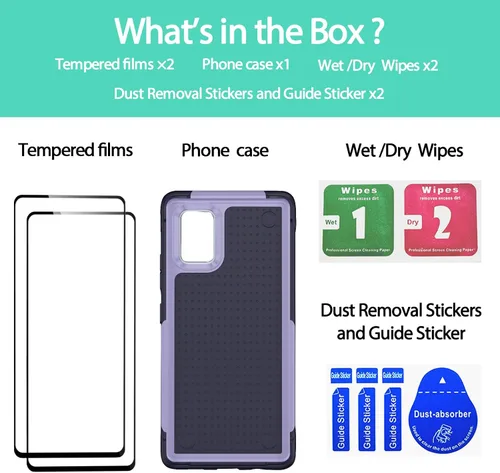 Vista 350 de Jeylly Compatible con Samsung Galaxy A22 5G Funda, Funda Samsung A22 5G con 2pcs protectores de pantalla de vidrio templado