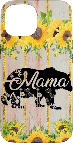 Vista 6 de Mama Bear Rustic Woodgrain Sunflower Farmhouse Country Mama Case for iPhone 17