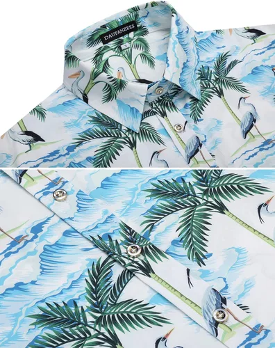 Vista 4 de Daupanzees - Camisa hawaiana de manga corta con botones para hombre