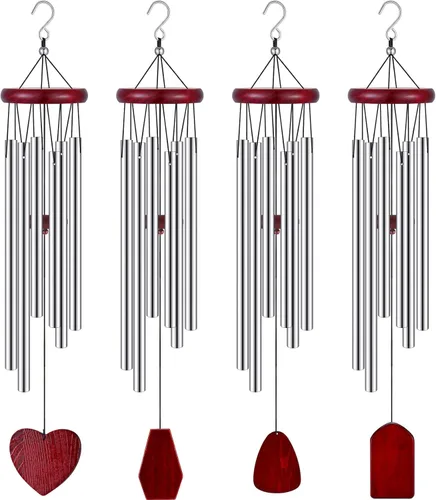 Vista 11 de Tatuo 4 Piezas Carillones de Viento Conmemorativos de 28 Pulgadas de Madera Carillones de Viento de Condolencia Regalo de Condolencias DIY