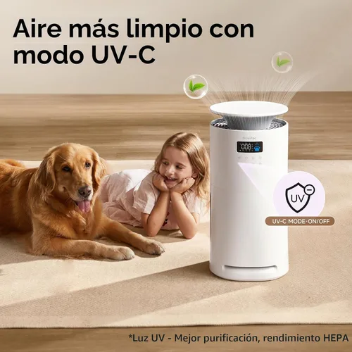 Vista 13 de Provirtec Purificador de aire para mascotas, sensores de olor y PM2.5