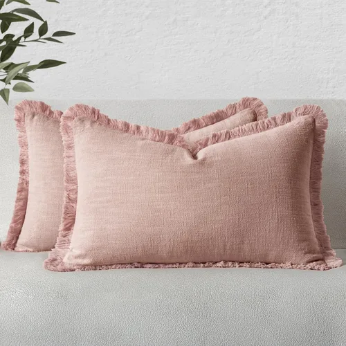 Vista 83 de MIULEE Fundas de almohada decorativas con flecos de lino bohemio beige 16 x