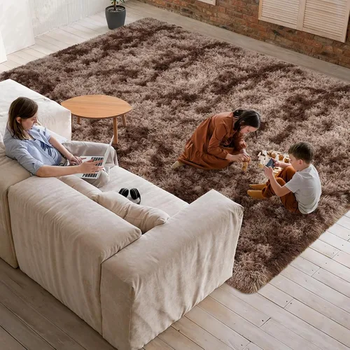 Vista 29 de Softlife Alfombra naranja para dormitorio, alfombra de felpa esponjosa para sala de estar para niñas, alfombra lanuda para niños, alfombra suave