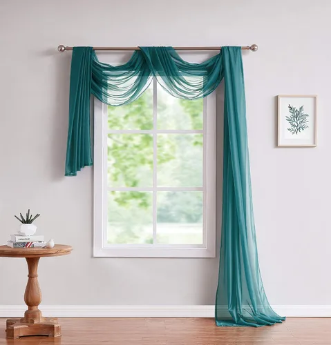 Vista 19 de LinenZone increíbles cizallas Use Window Valance Scarves as Canopy Bed or Backdrop Curtains, Curtain Scarf, Wedding Draping or Sheer Fabric for