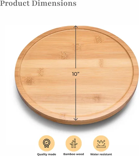 Vista 2 de Prosumer's Choice Bamboo Lazy Susan - Organizador giratorio de 10 x 10 pulgadas, estante giratorio para condimentos y especias, organizador
