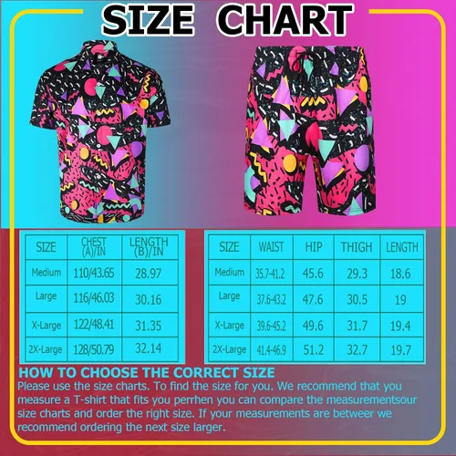 Vista 2 de Geosar 3 Pcs 80s 90s Outfit for Men Hippie Costume Color fresco