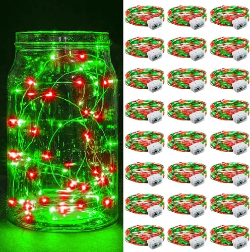 Vista 53 de Paquete de 6 luces de hadas a pilas con temporizador remoto, 8 modos de iluminación, 7 pies, 20 luces LED impermeables para Halloween, Navidad