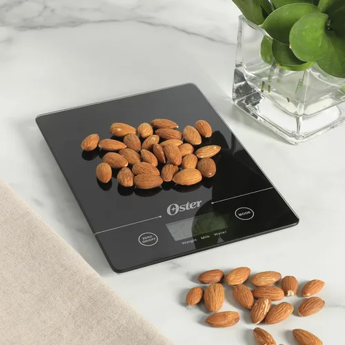 Vista 6 de Oster Gridley - Báscula digital de cocina, báscula de alimentos de alta precisión de 11 libras con pantalla LCD, función de tara, medición de gramos