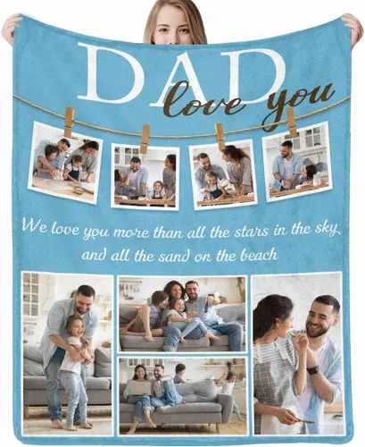 Vista 23 de Manta personalizada para papá abuelo, regalo de manta personalizada para el día del padre, manta personalizada con foto para papá, regalo
