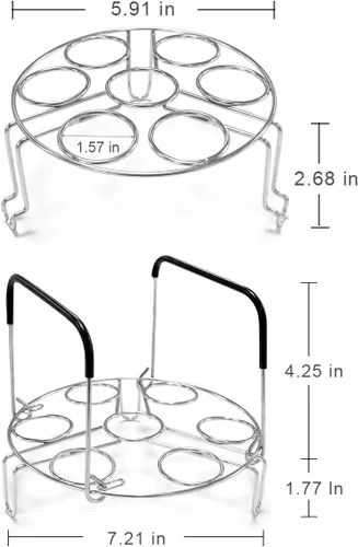 Vista 2 de Estante apilable para cocinar huevos con asas de silicona resistentes al calor, compatible con accesorios de olla instantánea de 6,8 cuartos