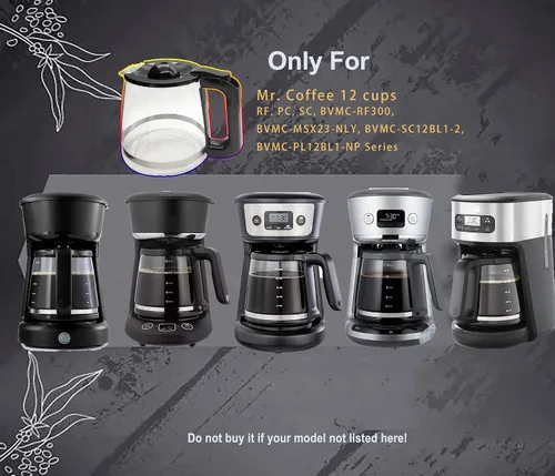 Vista 2 de Repuesto de cafetera de 12 tazas compatible con modelos de cafetera Mr. Coffee Maker RF, LM, PC, SC Series BVMC-RF300, BVMC-MSX23-NLY, BVMC-MMX23