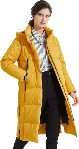 Vista 4 de Orolay Chaqueta de plumón grueso para mujer, abrigo largo de invierno con capucha