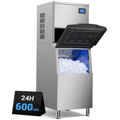 Vista 10 de Máquina comercial para hacer hielo de 550 libras/24 horas, almacenamiento de 400 libras, listo para hielo en 5-15 minutos, con modo de autolimpieza