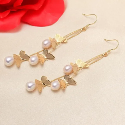 Vista 5 de Sonateomber Aretes de cadena larga de oro para mujer, aretes de hilo colgantes de moda, regalo de joyería