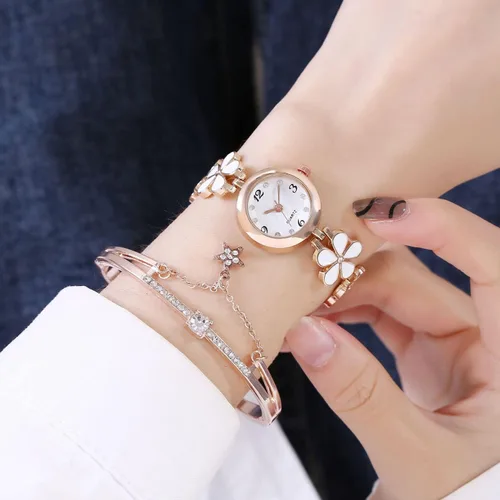 Vista 2 de ADSBIAOYE Reloj de pulsera para mujer, artículo de moda, impermeable, reloj en forma de flor de cuarzo