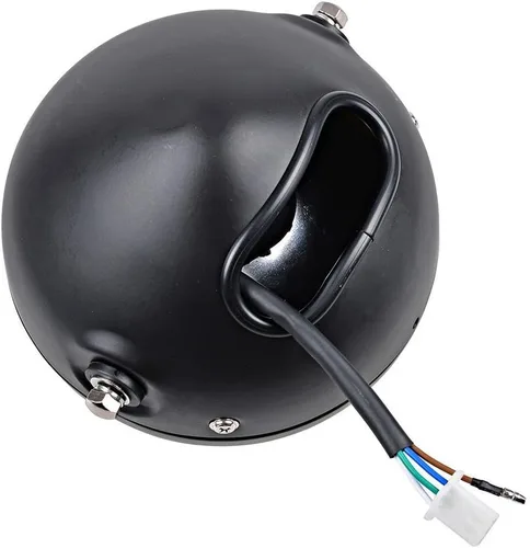 Vista 5 de Faro universal para motocicleta de 6 1/2 pulgadas color ámbar + cubierta de faro con rejilla de malla Cafe Racer Bobber Ámbar + malla
