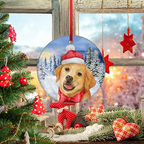 Vista 8 de Labrador Retriever Adorno de Navidad para perro para decoración del árbol de Navidad, copo de nieve, adorno de Navidad de invierno, adorno colgante