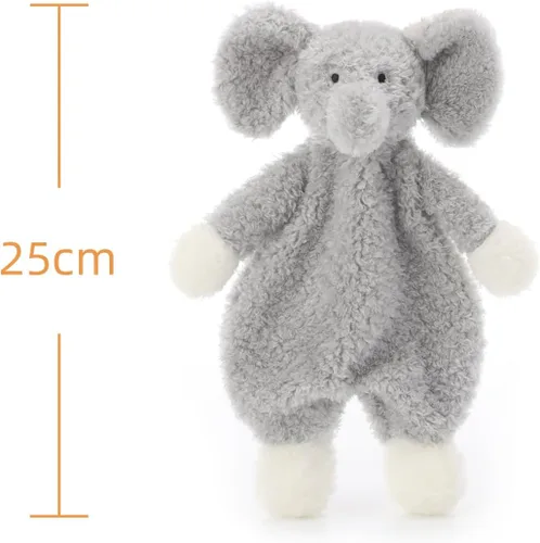 Vista 6 de Apricot Lamb Manta de seguridad de animales de peluche, elefante gris, manta de personaje para guardería, felpa de lujo para acurrucarse