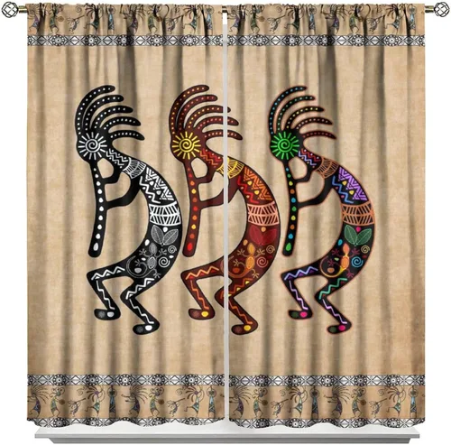 Vista 7 de Kokopelli - Cortinas opacas para cocina, decoración de sala de estar, dormitorio, 21 x 45 pulgadas, 2 paneles