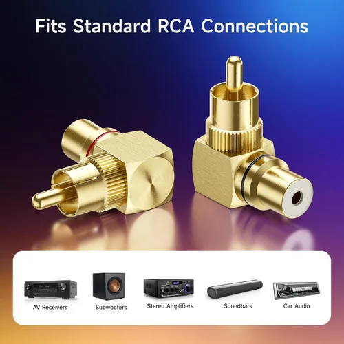 Vista 4 de Cable Matters Paquete de 2 adaptadores RCA de ángulo recto, adaptador RCA de 90 grados