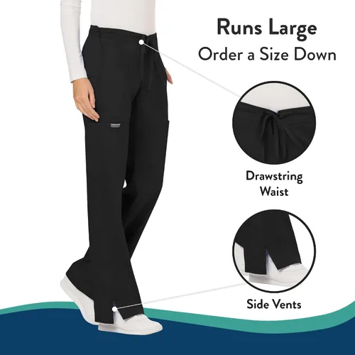 Vista 3 de Cherokee - Pantalones quirúrgicos elásticos Workwear Revolution WW120 para mujer, suaves y con cordón ajustable Negro