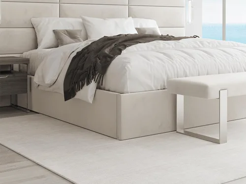 Vista 29 de VANT Cama de plataforma tapizada, tamaño Queen, color beige Boucle, marco de cama de fácil montaje, no necesita somier, base para un apoyo óptimo