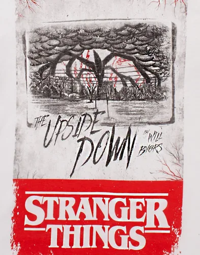 Vista 6 de Stranger Things Camiseta para hombre boca abajo color blanco