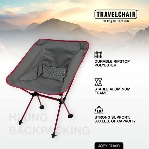 Vista 4 de Travel Chair Joey - Silla plegable para acampar al aire libre, para senderismo, mochilero, césped, playa, deportes, ligera, estable, portátil