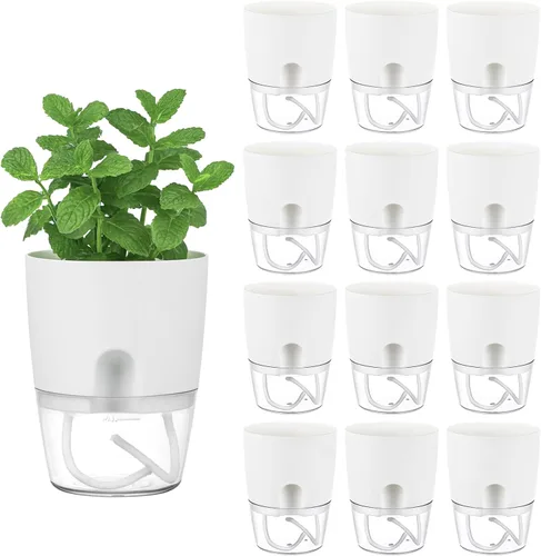 Vista 19 de Macetas de riego automático para plantas de interior, macetas para exteriores, paquete de 3 macetas de riego automático de 6 pulgadas, macetas