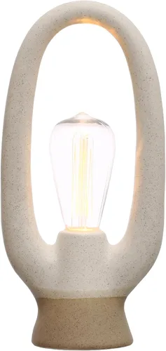 Vista 4 de Bloomingville Luz LED de gres de 12,5 pulgadas con esmalte reactivo para el hogar y la oficina, color blanco
