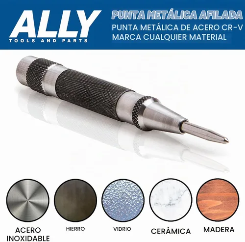 Vista 5 de ALLY Tools - Perforadora central automática resistente con acero endurecido, 2 unidades de punzón central automático de alta calidad