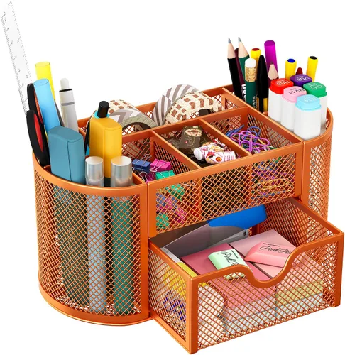 Vista 11 de Organizador para escritorio EasyPAG, malla metálica, 9 compartimentos, gavetas para escritorios con bandeja, Negro