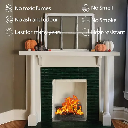 Vista 6 de Troncos de chimenea de gas, 10 troncos de chimenea artificiales pequeños, troncos de gas sin ventilación para gas natural, ventilado, propano