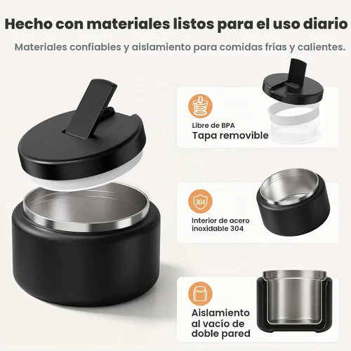 Vista 6 de Termo de sopa de 13.5 onzas para niños con tapa de hebilla, recipiente de comida aislado al vacío, boca ancha, a prueba de fugas, acero inoxidable