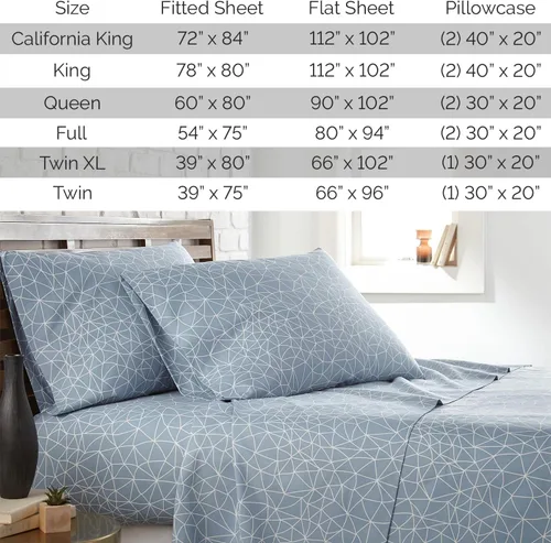 Vista 43 de Southshore Fine Living, Inc. Colección Winter Brush, juego de sábanas de 3 piezas para cama individual, sábana bajera con bolsillo profundo de 14