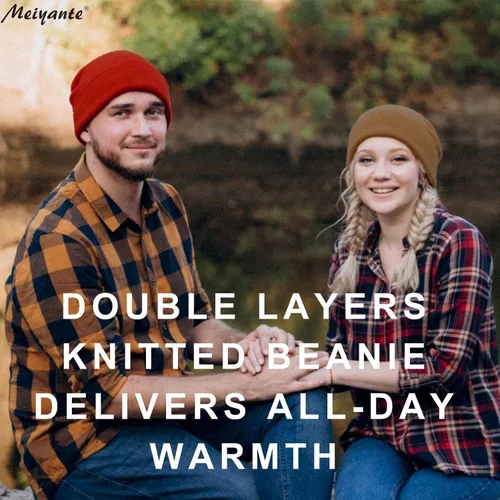 Vista 5 de Meiyante Gorros gorros para hombres y mujeres, gorras de calcetines cálidas para hombres y mujeres, sombreros térmicos de punto con puños, regalo