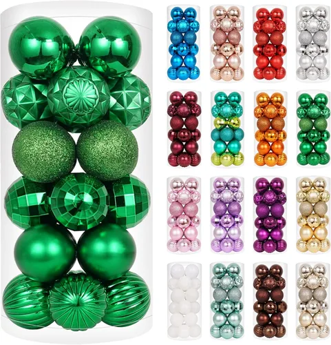 Vista 65 de XmasExp Juego de 24 mini esferas de Navidad inastillables para bolas de árbol de Navidad, 1.18 pulgadas (negro)