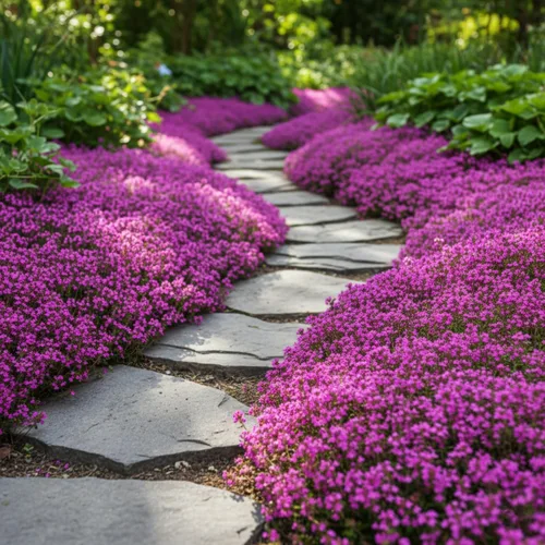 Vista 2 de Más de 20.000 semillas de tomillo rastrero cubierta del suelo, semillas de flores para plantar, Thymus Serpyllum perenne para jardín de rocas
