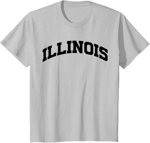 Vista 34 de Illinois Gift - Camiseta de diseño deportivo con texto universitario, gris, S