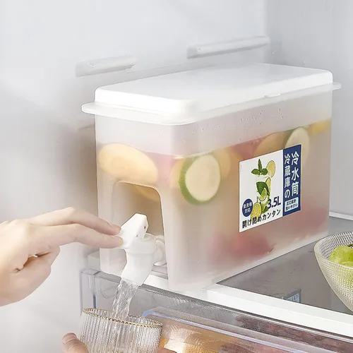 Vista 2 de Dispensador de material PP bebida con grifo, dispensador de bebidas de gran capacidad 3.5L dispensador de agua para refrigerador, dispensador