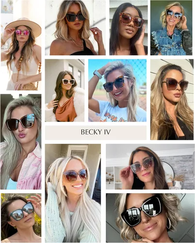 Vista 3 de DIFF Gafas de sol Becky IV Cat Eye Designer de gran tamaño para mujer, protección UV400, colores de moda Tortoise
