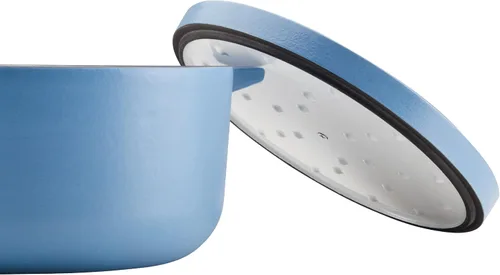 Vista 9 de KitchenAid - Horno holandés/cacerola de hierro fundido esmaltado, 6 cuartos de galón, Azul Terciopelo