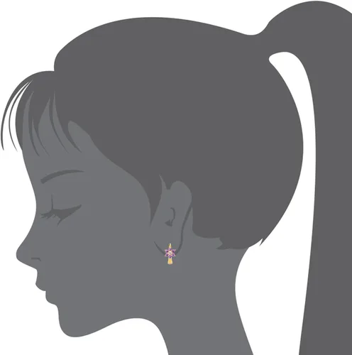 Vista 3 de 14k Gold Plated Brass Birth Month Cubic Zirconia Flower Baby Hoop Huggie Baby Girls Earrings