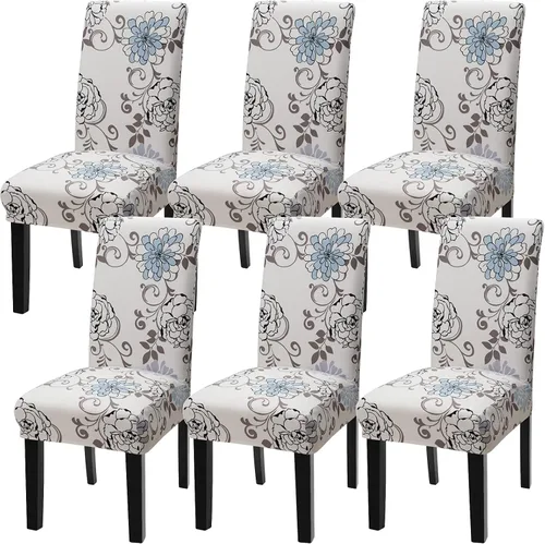 Vista 30 de Fundas para silla de comedor Yisun, fundas elásticas para silla de comedor, funda protectora para silla de comedor, mezcla de poliéster, Beige