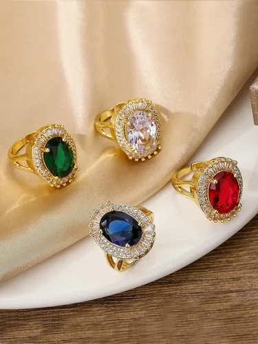 Vista 4 de Anillo apilable ajustable de las mujeres de la circona azul de la moda vintage y regalos de vacaciones