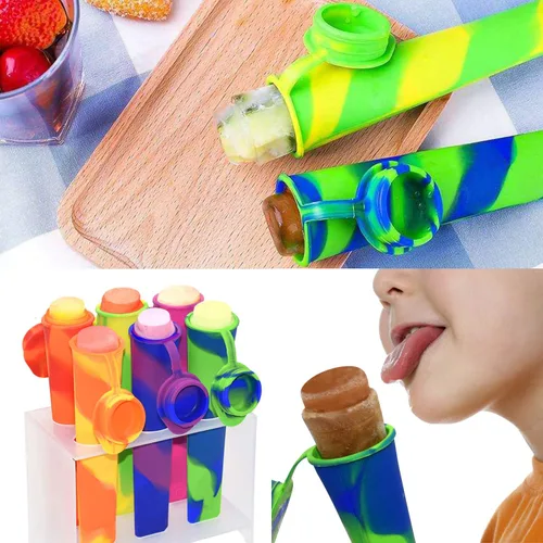 Vista 4 de Moldes de paletas caseras, paquete de 6 moldes para paletas de hielo sin Color mixto