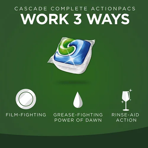 Vista 2 de Cascade #1 Complete 12x Power ActionPacs Detergente para platos: aroma fresco - 90