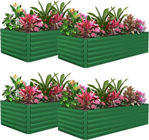Vista 17 de Cama de jardín elevada con enrejado de arco para plantas trepadoras, cama de jardín elevada galvanizada, jardineras al aire libre para verduras