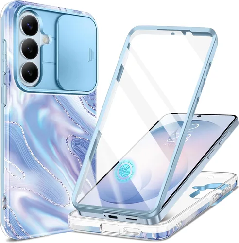 Vista 14 de GVIEWIN - Funda para Samsung Galaxy S26 Plus con cubierta deslizante para cámara de mármol Built-in Screen Protector, Military-Grade Shockproof